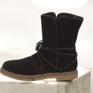 Paloma Barcelo Suede Boots Leather Black Slouchy Western Free People SZ 10 FALL